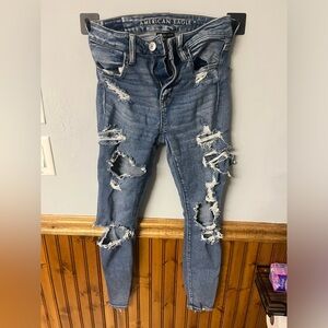 American Eagle Ripped Skinny Jeans - Torn marks on thighs from wearing so often